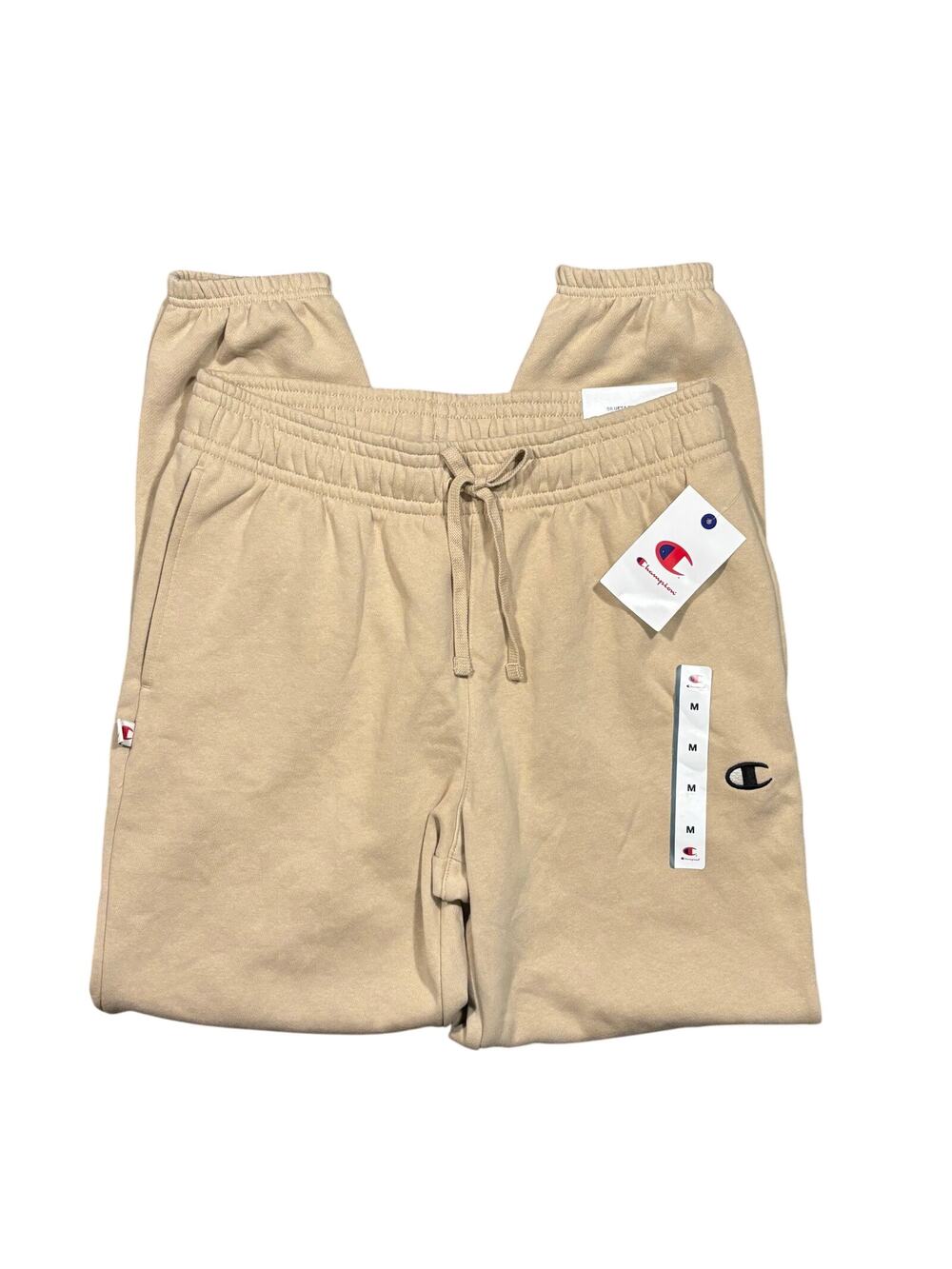 Champion Iconic Small C Irish Cream Tan Tapered Jogger Sweatpant Mens Medium NEW